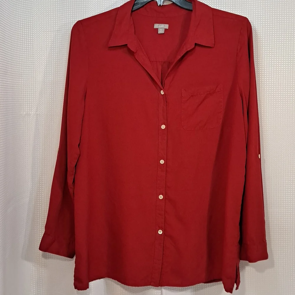 J.Jill Suede Feel Button Down Top SzXL